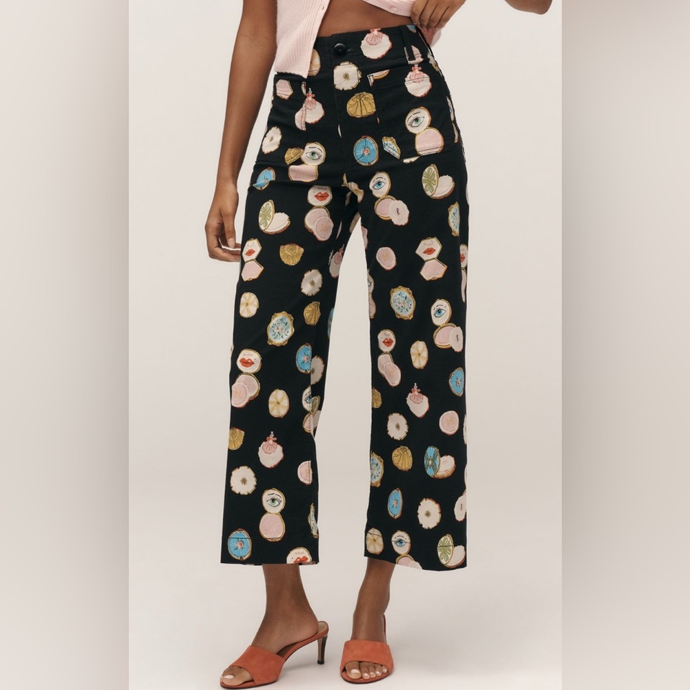 The Danielle Kroll Colette Crop Wide-Leg Pants by Maeve NEW